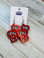3 Red Heart Earrings