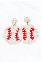 Seed Beaded Baseball Earrings