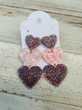 Red/Pink 3 Heart Earrings