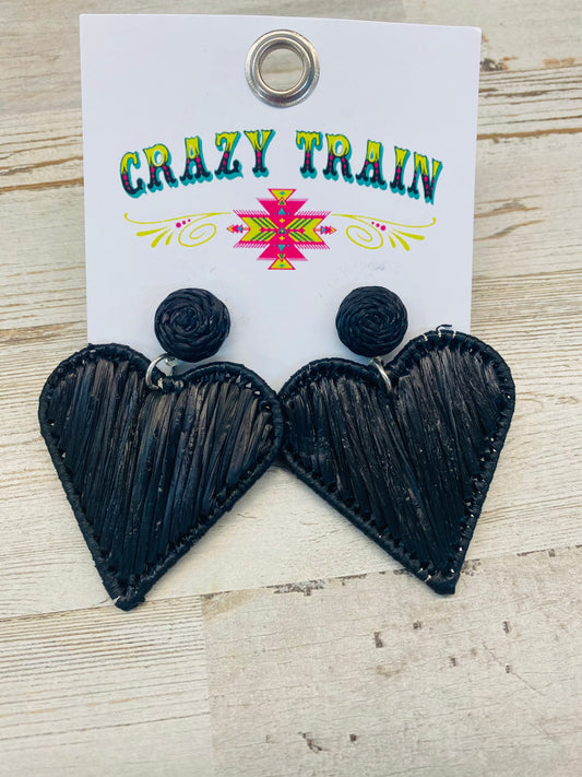 Black heart earrings